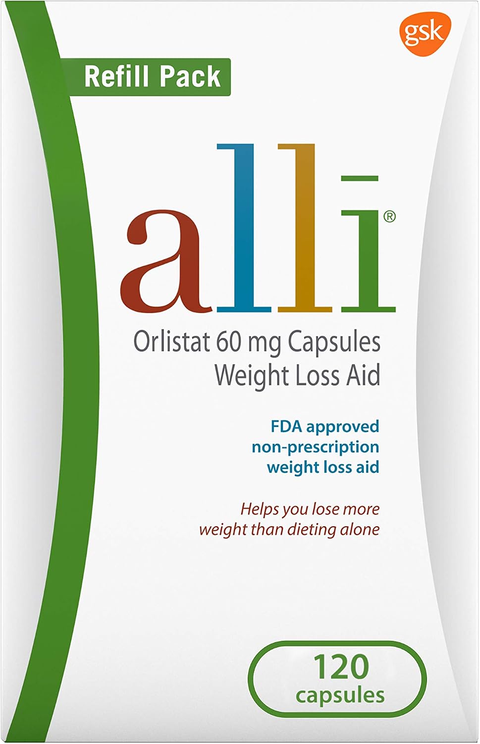 alli Weight Loss Supplement, Orlistat 60 mg Capsules, 170 Count Refill Pack